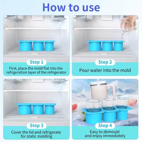 Ice Cube Tray for 40 OZ Tumbler, Silicone Hollow Cylinder Ice Mold with 3 Different Size Cubes with Lid and Bin for Freezer, Ice Drink, Juice, Whiskey, Cocktail