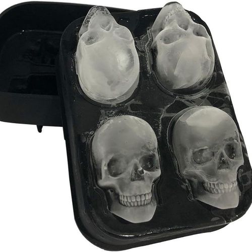 ☠️Skull Shaped Silicone Ice Cube Mold, Freezer Mold with Lid, Funnel, Reusable, for Baking, Chocolate, Candy, Resin, Halloween