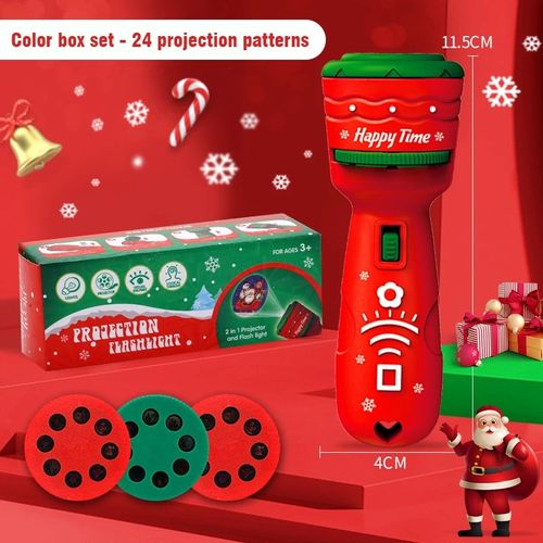 🎄🔥Christmas gift box: Children's Christmas Flashlight Projector, 24 Different Christmas Tree Santa Claus Christmas Image Projection Toy