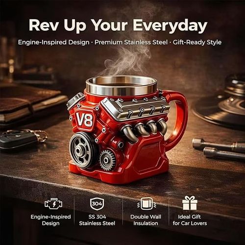 The 2026 V8 engine stainless steel insulated mug