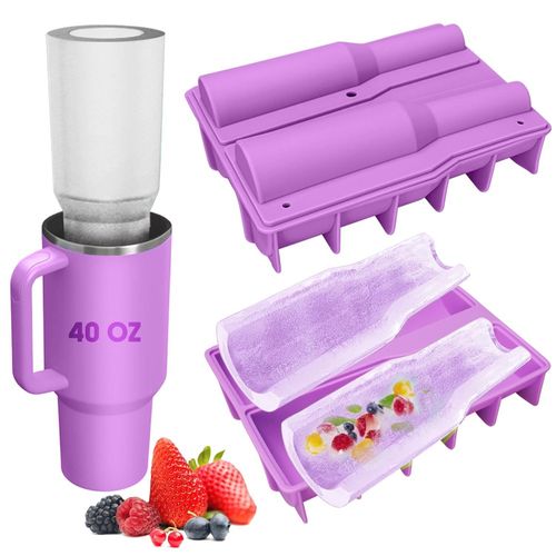Two-hole 40 OZ Stanley Ice Bullies Cup Ice Cube Mold One-piece Stanley Ice Cube Mold with Cover Easy Demoulding