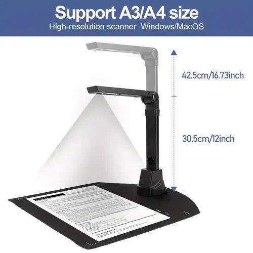 NETUM 8MP USB Scanner | A3-A4 Adjustable + OCR | USB-Powered