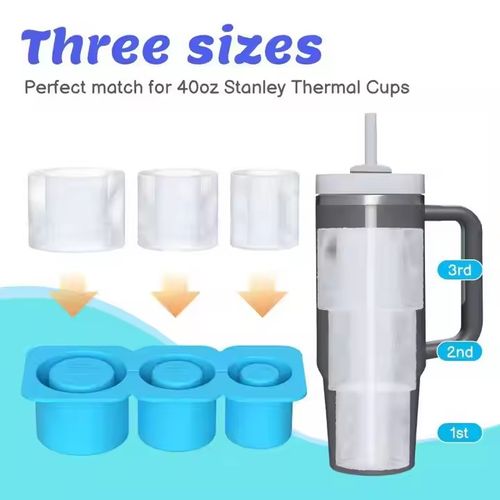 Ice Cube Tray for 40 OZ Tumbler, Silicone Hollow Cylinder Ice Mold with 3 Different Size Cubes with Lid and Bin for Freezer, Ice Drink, Juice, Whiskey, Cocktail