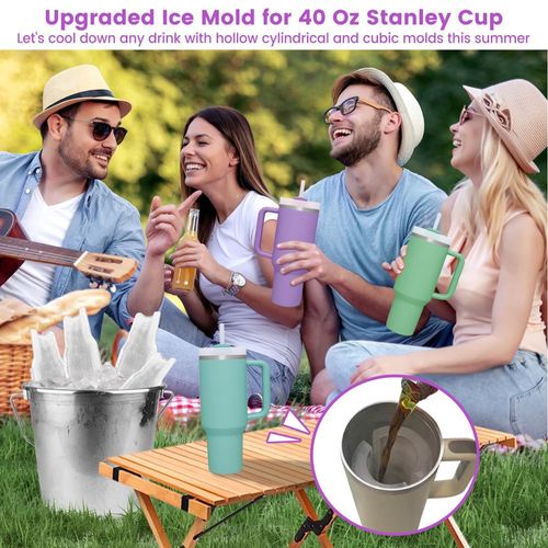 Two-hole 40 OZ Stanley Ice Bullies Cup Ice Cube Mold One-piece Stanley Ice Cube Mold with Cover Easy Demoulding