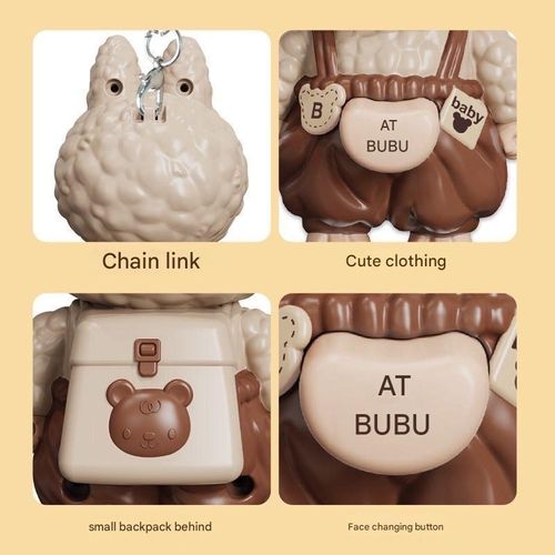 🔥2-pack: popular Labubu face-changing keychain doll pendant decompression toy