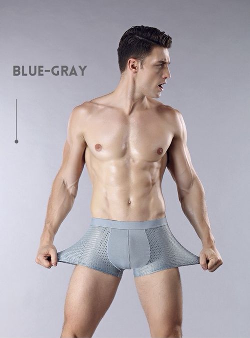 4 items-Men's Boxer Briefs Ice Silk Mesh Shorts Briefs Mid-Rise Elastic Waist Seamless Briefs Breathable Mesh Slim Briefs