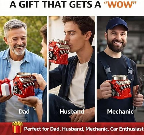 The 2026 V8 engine stainless steel insulated mug