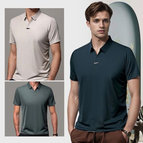 🔥SAVE 55%-2025 Fashion men's lapel breathable anti-wrinkle business T-shirt🔥