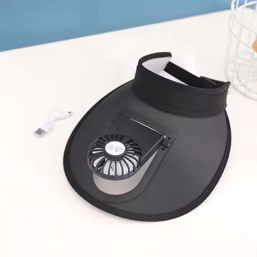 rechargeable fan cap solar panel powered hats summer beach outdoor cart on adult children visor