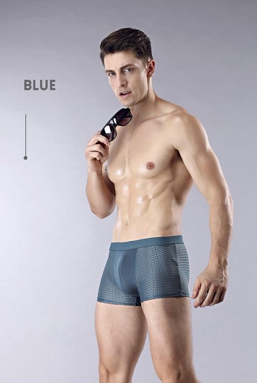 4 items-Men's Boxer Briefs Ice Silk Mesh Shorts Briefs Mid-Rise Elastic Waist Seamless Briefs Breathable Mesh Slim Briefs