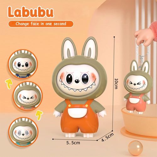 🔥2-pack: popular Labubu face-changing keychain doll pendant decompression toy