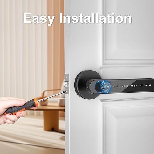 Fingerprint Door Lock,Smart Door knob,biometric Door Lock,with passcode keypad keyless Entry Door Handle (Black)