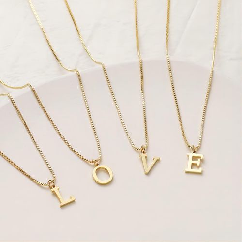 316L stainless steel jewelry18k gold plated initial letter necklace
