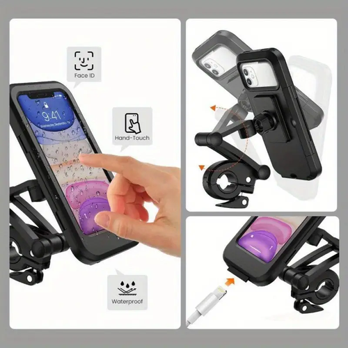 4-in-1 All-Terrain Phone Mount | Waterproof Shockproof Design | Bikes or ATVs or Strollers or Carryall