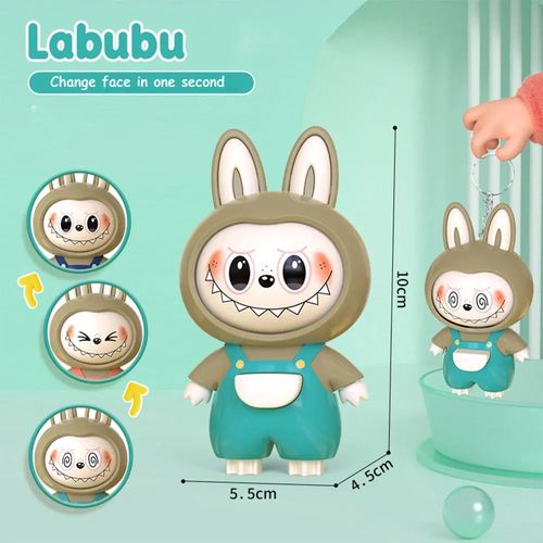 🔥2-pack: popular Labubu face-changing keychain doll pendant decompression toy
