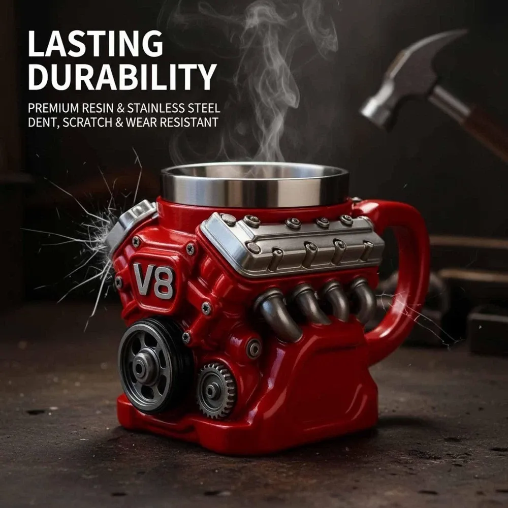 The 2026 V8 engine stainless steel insulated mug