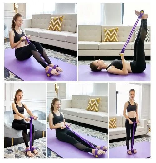 21 Fitness Resistance Bands-4 Tube Pedal Ankle Puller+mat