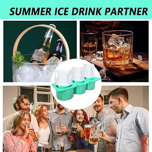 Ice Cube Tray for 40 OZ Tumbler, Silicone Hollow Cylinder Ice Mold with 3 Different Size Cubes with Lid and Bin for Freezer, Ice Drink, Juice, Whiskey, Cocktail