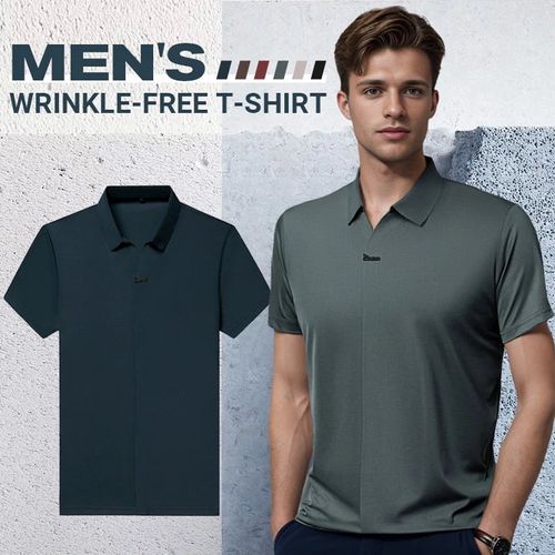 🔥SAVE 55%-2025 Fashion men's lapel breathable anti-wrinkle business T-shirt🔥