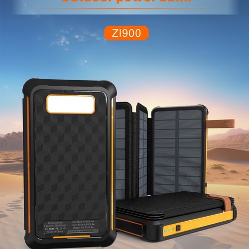 2025 New Triple-Proof Folding Solar Power Bank with Lighting