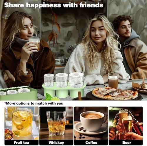 Ice Cube Tray for 40 OZ Tumbler, Silicone Hollow Cylinder Ice Mold with 3 Different Size Cubes with Lid and Bin for Freezer, Ice Drink, Juice, Whiskey, Cocktail