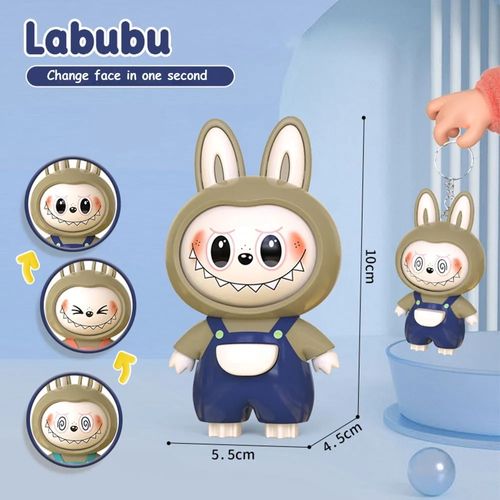 🔥2-pack: popular Labubu face-changing keychain doll pendant decompression toy