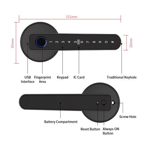 Fingerprint Door Lock,Smart Door knob,biometric Door Lock,with passcode keypad keyless Entry Door Handle (Black)