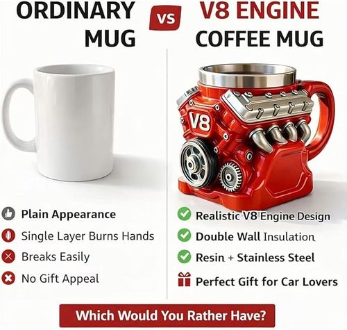 The 2026 V8 engine stainless steel insulated mug