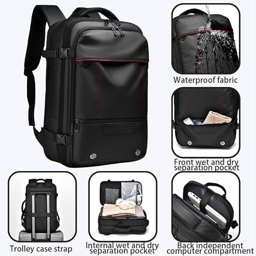 🎒60L Expandable Backpack with Air Pump Vacuum Compression Air Bag Backpack for Men and Women Business Backpack Schoolbag