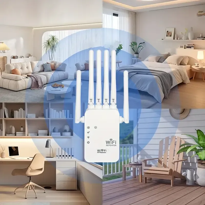 Wifi Extender, Wifi Signal Booster, Compatible with WIFI6, Equipped with an Ethernet Port, Featuring 6 Antennas for 360° Coverage, Reaching Up to 11, 000 Square Feet, Suitable for Over 35 Devices, And Can Be Set Up with Just One Click As a Home Wifi Repeater.