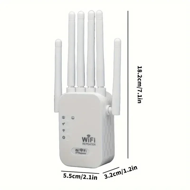 Wifi Extender, Wifi Signal Booster, Compatible with WIFI6, Equipped with an Ethernet Port, Featuring 6 Antennas for 360° Coverage, Reaching Up to 11, 000 Square Feet, Suitable for Over 35 Devices, And Can Be Set Up with Just One Click As a Home Wifi Repeater.