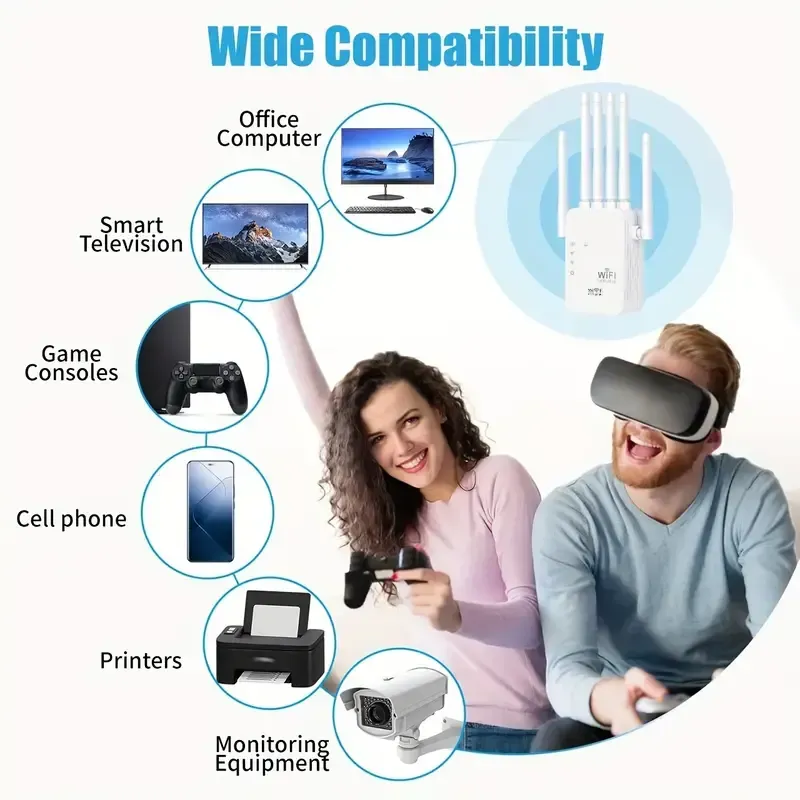 Wifi Extender, Wifi Signal Booster, Compatible with WIFI6, Equipped with an Ethernet Port, Featuring 6 Antennas for 360° Coverage, Reaching Up to 11, 000 Square Feet, Suitable for Over 35 Devices, And Can Be Set Up with Just One Click As a Home Wifi Repeater.