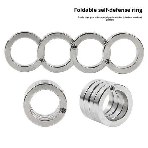 Ring self-defense tool portable foldable self-defense ring four-ring emergency survival window-breaking four-finger ring
