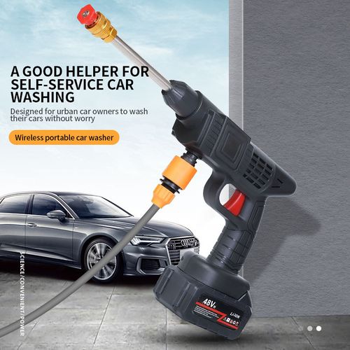 🔥Wireless high pressure car wash water gun (with tool box) household car washing machine rechargeable water spray gun portable high power lithium battery car wash gun