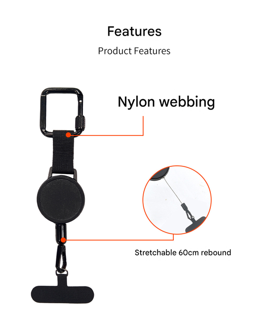 Mobile phone anti-theft easy-pull retractable hanging buckle, hanging rope, magnetic suction, rebound, backpack key chain, belt back clip pull line hanging buckle