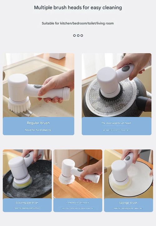 Household multi-functional kitchen bathroom toilet dead corner bowl brush shoe brush handheld cordless electric cleaning brush