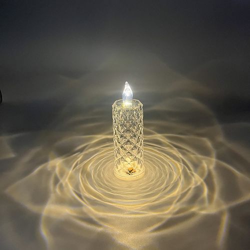 Rose pattern refraction halo projection electronic candle lamp atmosphere night light imitation crystal LED lamp creative gift