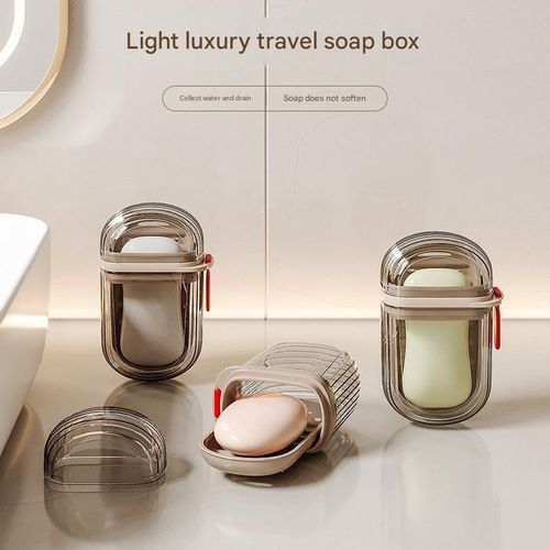 Soap box travel portable soap box high-end light luxury sealed with lid drain mini household soap storage box