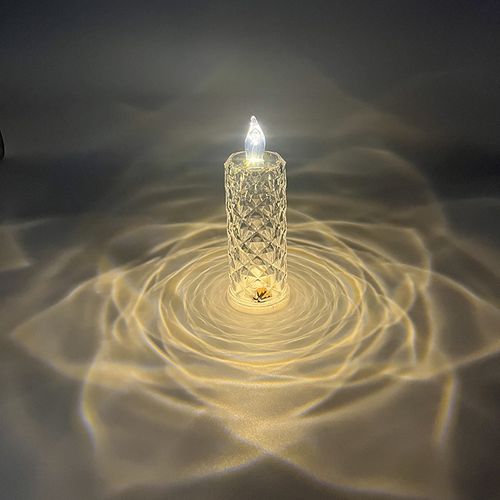 Rose pattern refraction halo projection electronic candle lamp atmosphere night light imitation crystal LED lamp creative gift
