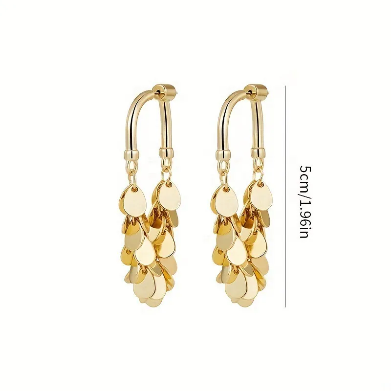 Long Tassel Dangle Earrings Bohemian Sparkly Fringe Geometric Bar Formal Gold Drop Earrings for Women Charms Boho Holiday Ear Jewelry