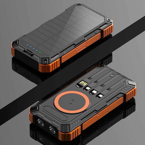 Portable wireless fast charging with built-in cable solar charger wireless 10000mAh outdoor camping light