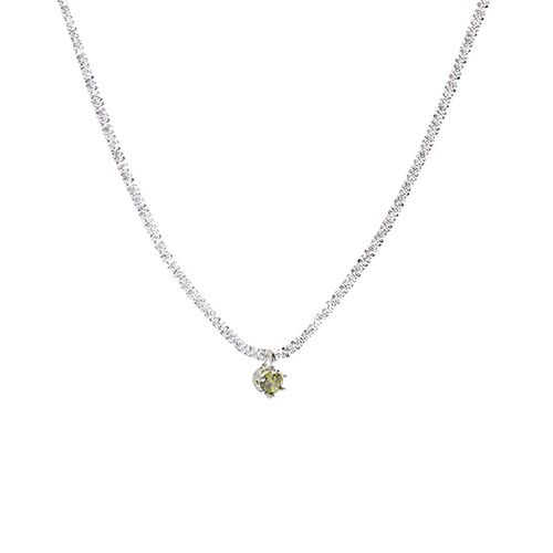 Light luxury niche sparkling necklace for women high-end design green gem small pendant clavicle chain net celebrity necklace