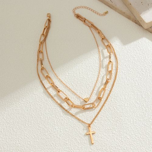 Sweet and cool cross multi-layer necklace for women, versatile retro niche