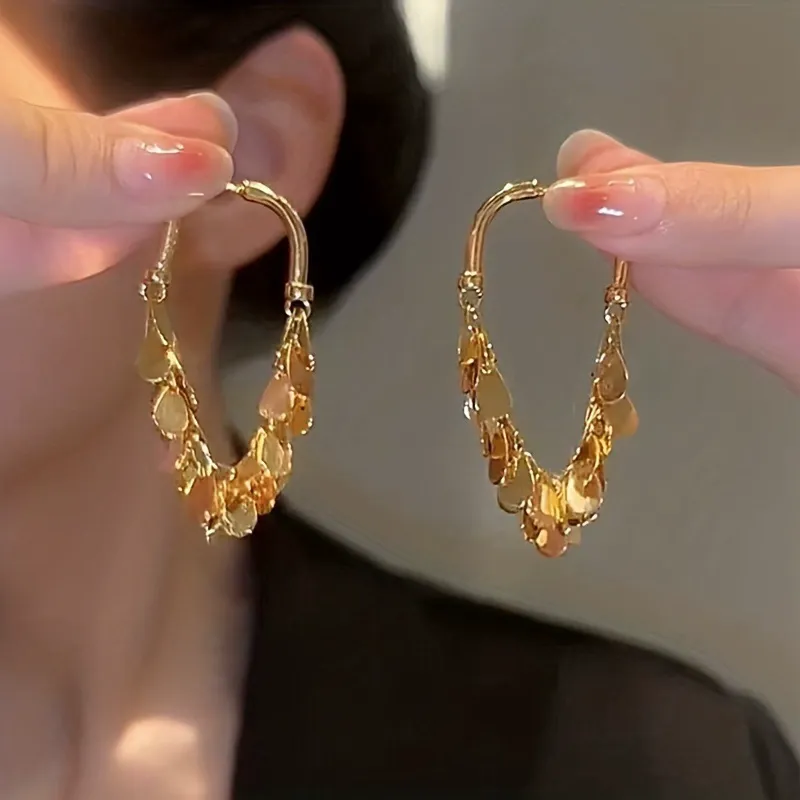 Long Tassel Dangle Earrings Bohemian Sparkly Fringe Geometric Bar Formal Gold Drop Earrings for Women Charms Boho Holiday Ear Jewelry