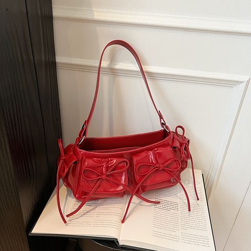 Tassel bow motorcycle bag for women,new style for spring,summer 2025,multi-pocket,pleated,large capacity,single shoulder and underarm bag.