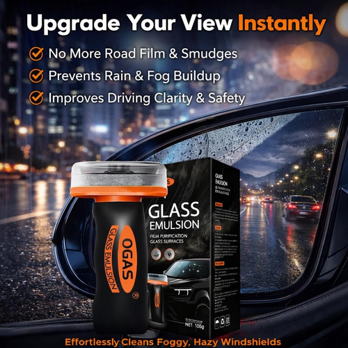 Car Glass Oil Film Remover Kit – Rainproof  Cleaner with Easy Roll-On Applicator