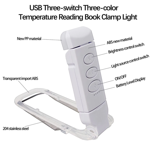 USB Rechargeable Foldable Reading Light Bookmark  LED