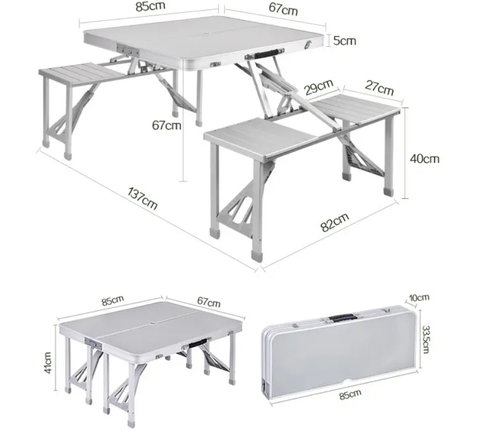 ALL-IN-ONE 4-Seat Folding  Table Set with Umbrella Hole