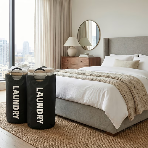 Extra-Thick Waterproof Foldable Laundry Hamper with Aluminum Handles