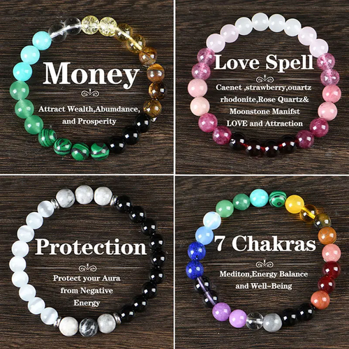 4PCS Energy Stone Bracelets – Wealth, Love & Protection Set
